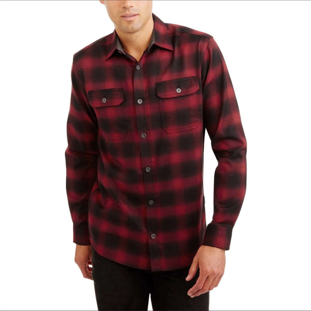 SWISS TECH RED PLAID BUTTON DOWN SHIRT